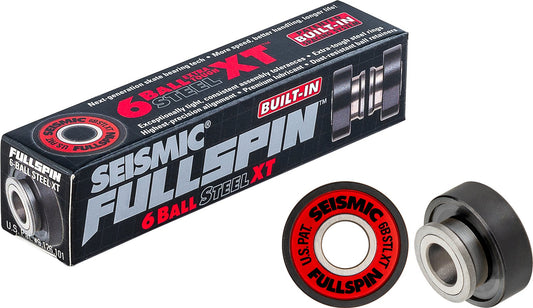 Seismic: Fullspin 6 - Ball XT Steel Built - in Longboard Skateboard Bearings - MUIRSKATE