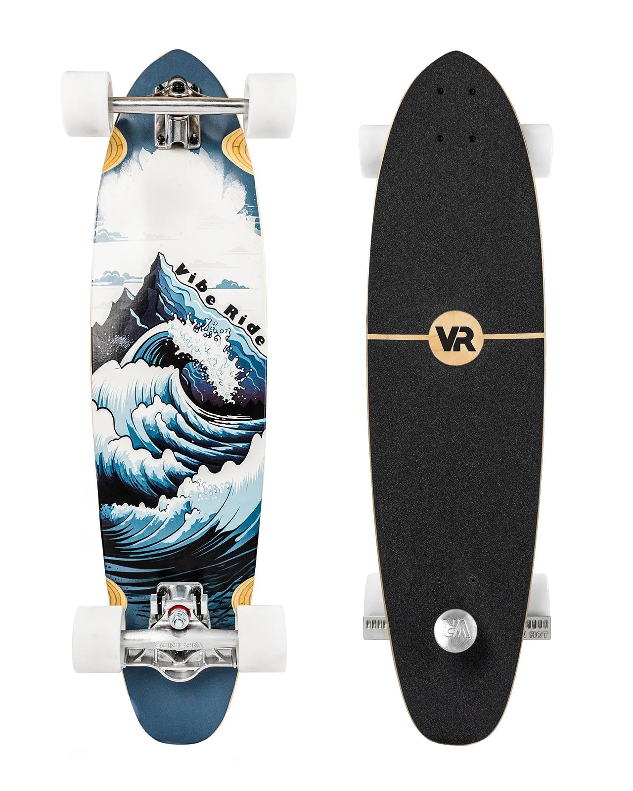 VibeRide: Seaside Swell Pintail Brakeboard Longboard Complete - MUIRSKATE