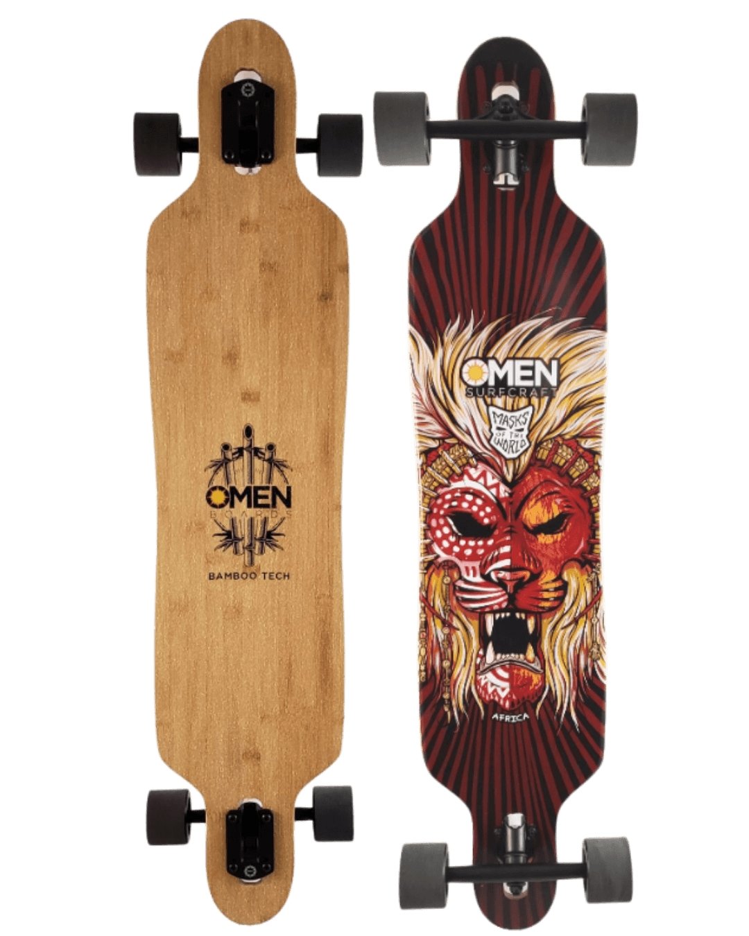 Omen: 42" Africa Mask Longboard Skateboard Complete - MUIRSKATE