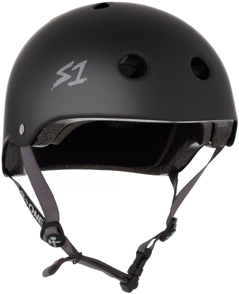 S1: Lifer Helmet (Black Matte w/ Grey Straps) - MUIRSKATE